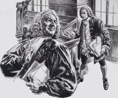 Johann Sebastian Bach (gouache på papper) av C.L. Doughty