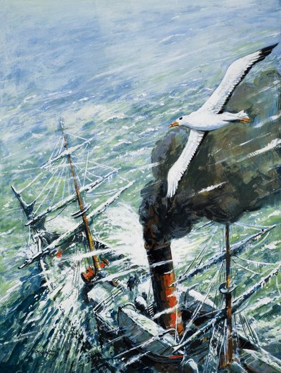 Sir Ernest Shackletons Antarktisexpedition på The Quest 1921-22 (gouache på papper) av C.L. Doughty