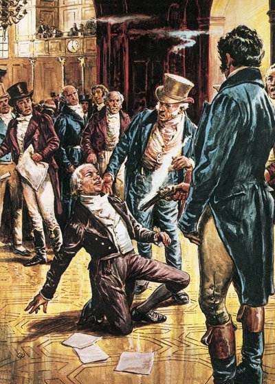 Spencer Perceval mördas av John Bellingham i underhuset av C.L. Doughty