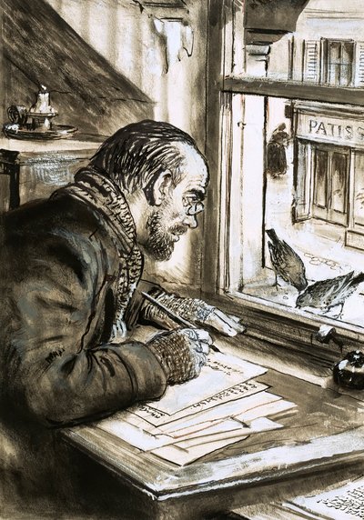 Ordets krigare, Emile Zola (gouache på papper) av C.L. Doughty