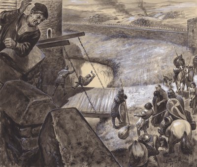 Oidentifierad historisk scen (gouache på papper) av C.L. Doughty