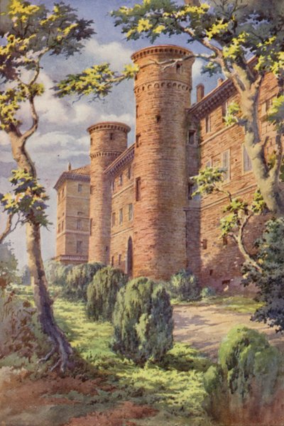 Det kungliga slottet, Moncalieri (färg litho) av C.T.G. Formili