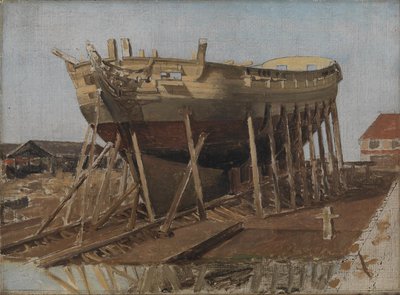 En Corvette på aktierna. köpenhamn av Christoffer Wilhelm Eckersberg