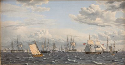 En rysk flotta för ankar nära Helsingör av Christoffer Wilhelm Eckersberg
