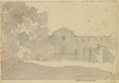 Kapucinerklostret vid Castel Gandolfo sydost om Rom. av Christoffer Wilhelm Eckersberg