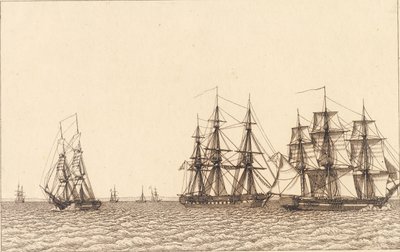 En briggsegling. Illustration för "Linjärt perspektiv", skylt IXb av Christoffer Wilhelm Eckersberg