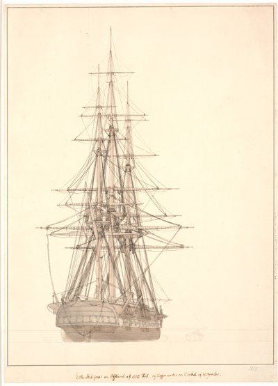 En fregatt sett från aktern av Christoffer Wilhelm Eckersberg