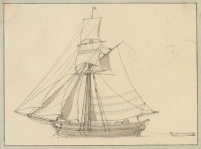 En slup under segel. av Christoffer Wilhelm Eckersberg