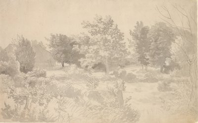 En inhägnad med träd av Christoffer Wilhelm Eckersberg