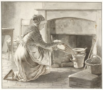 Maten är lagad. Eckersbergs värdinna i Paris (?) av Christoffer Wilhelm Eckersberg