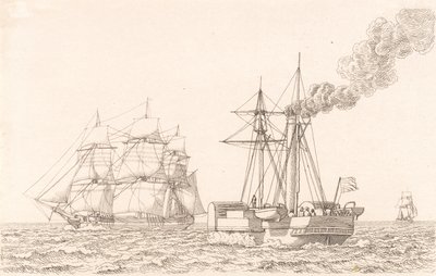 Paddelångare och segelfartyg av Christoffer Wilhelm Eckersberg