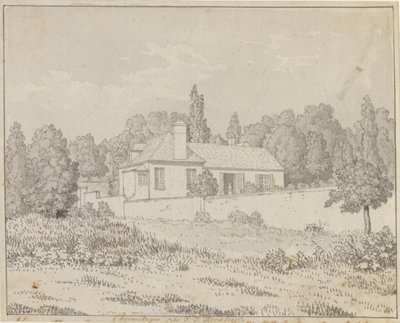 Jean Jacques Rousseaus hus i palatsträdgården i Ermenonville av Christoffer Wilhelm Eckersberg