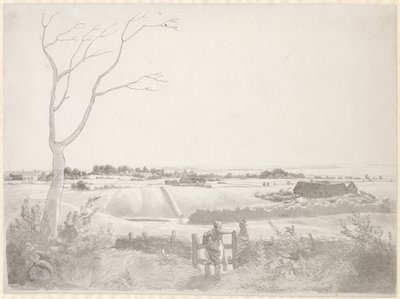 Landskap med bondflicka vid en sten av Christoffer Wilhelm Eckersberg