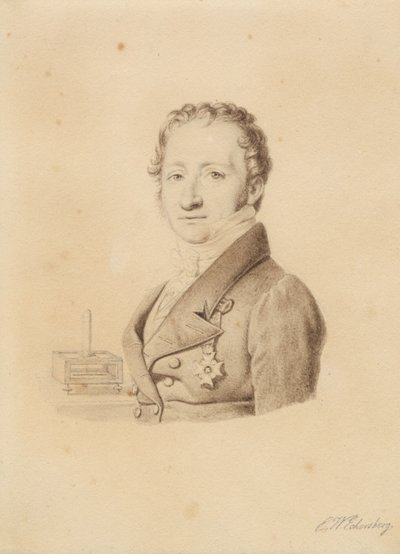 Porträtt av den norske fysikern Christoffer Hansteen. Bystbild en face t.v. av Christoffer Wilhelm Eckersberg