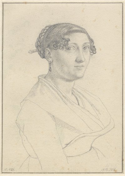 Porträtt av en romersk kvinna, ett ansikte vänt åt höger. av Christoffer Wilhelm Eckersberg