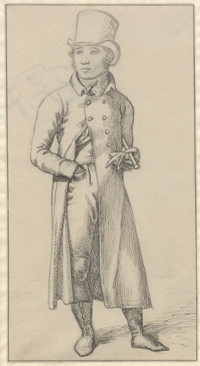 Porträtt av en stående man med en käpp under vänster arm av Christoffer Wilhelm Eckersberg