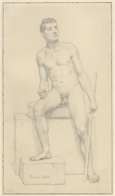 Sittande naken manlig modell. av Christoffer Wilhelm Eckersberg