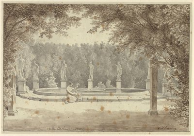 Fontänen i trädgården på Palazzo Barberini, Rom av Christoffer Wilhelm Eckersberg