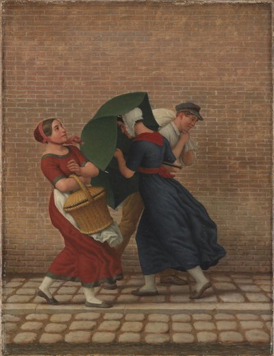 Gatubild i blåsigt och regnigt väder av Christoffer Wilhelm Eckersberg