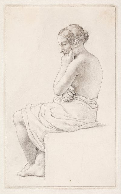 Studie av en sittande halvnaken kvinna av Christoffer Wilhelm Eckersberg