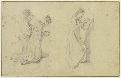 Studie av en stående och två knästående kvinnofigurer av Christoffer Wilhelm Eckersberg