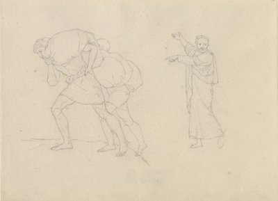 Studie av två män lastade med bördor som går uppför ett berg av Christoffer Wilhelm Eckersberg