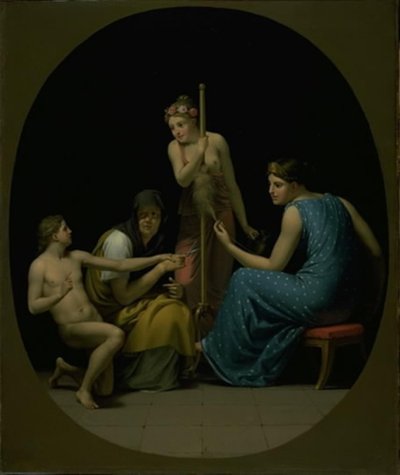 The Parcae: Clotho, Lachesis och Atropos spinning the thread of life av Christoffer Wilhelm Eckersberg