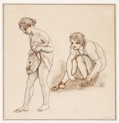 Två studier av en halvnaken kvinna av Christoffer Wilhelm Eckersberg