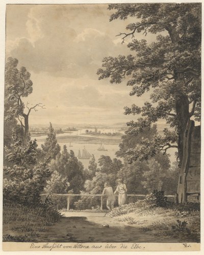 Utsikt från Altona med utsikt över Elbe av Christoffer Wilhelm Eckersberg