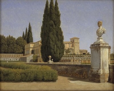 Utsikt över trädgårdarna i Villa Albani. Rom av Christoffer Wilhelm Eckersberg