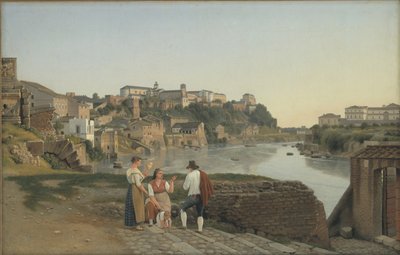 Utsikt över Tibern mot Aventin Hill i Rom av Christoffer Wilhelm Eckersberg