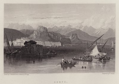 Korfu (färg litho) av C. (after) Stanfield