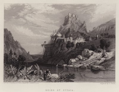 Ruiner vid Ettaia (färg litho) av C. (after) Stanfield