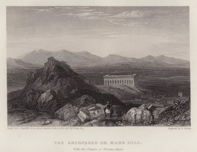Areopagus eller Mars Hill, med Theseus tempel Aten (färg litho) av C. (after) Stanfield
