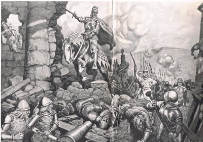 Henry V vid belägringen av Harfleur, illustration från 