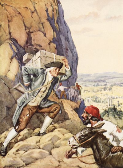 James Bruce hjälper sin dumma följare (litho) av C. Dudley Tennant