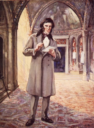 John Ruskin i Venedig (färg litho) av C. Dudley Tennant