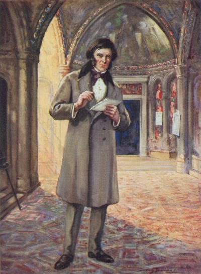 John Ruskin i Venedig (färg litho) av C. Dudley Tennant