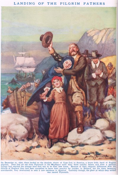 Pilgrimsfädernas landning, illustration från 