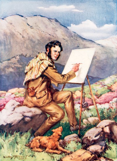 Landseer: Pojken som kunde rita innan han var sex (färg litho) av C. Dudley Tennant