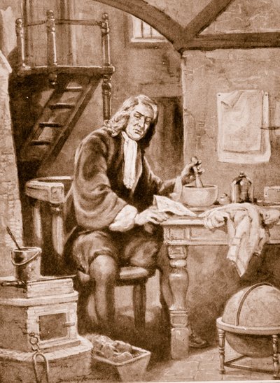 Sir Isaac Newton i sitt lilla rum av C. Dudley Tennant