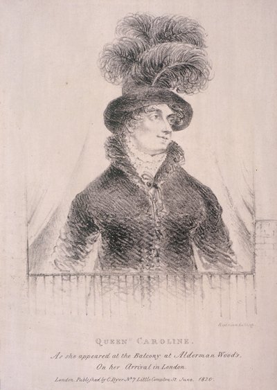 Caroline, gemål av George IV, 1820 av C Dyer