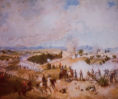 Mexikansk-amerikanska kriget (1846-48), slaget vid Molino del Rey, amerikanska trupper attackerar av C. Escalante
