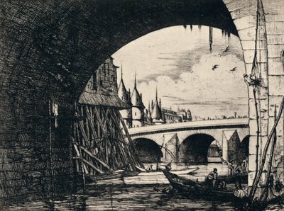 Pont Notre-Dame båge, 1915 av C. H. Meryon