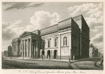 Utvändig nordostlig vy av Covent Garden Theatre, London, från Bow Street av C. John Mayle Whichelo