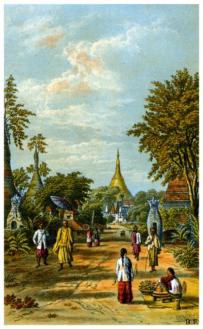 Shwe Dragon-pagoden, Rangoon, 1800-talet. av C Kegan Paul