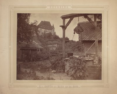 Heidelberg - Utsikt över slottet från trädgården, ca 1870 (albumintryck på kartongfäste) av C. M. Eckert