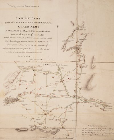Ett militärt diagram över den stora arméns marscher och läger under befäl av generalmajor Medows från den 26 maj till den 14 december 1790 av C. Mackenzie