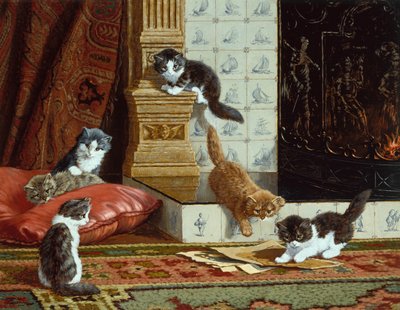 By The Fireside (olja på duk) av C. Raaphorst