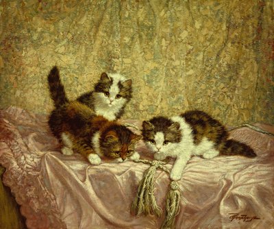 Playful Kittens (olja på duk) av C. Raaphorst